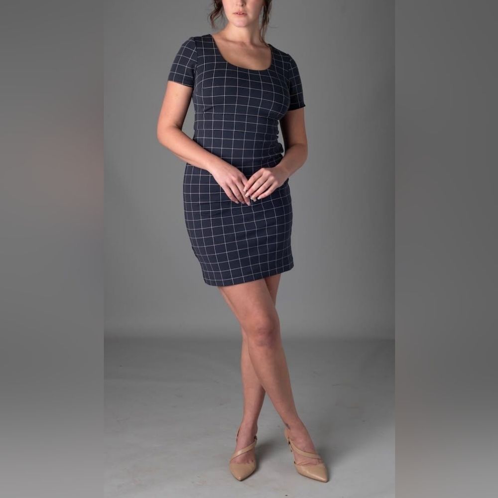 Ann Taylor Navy Checkered Dress